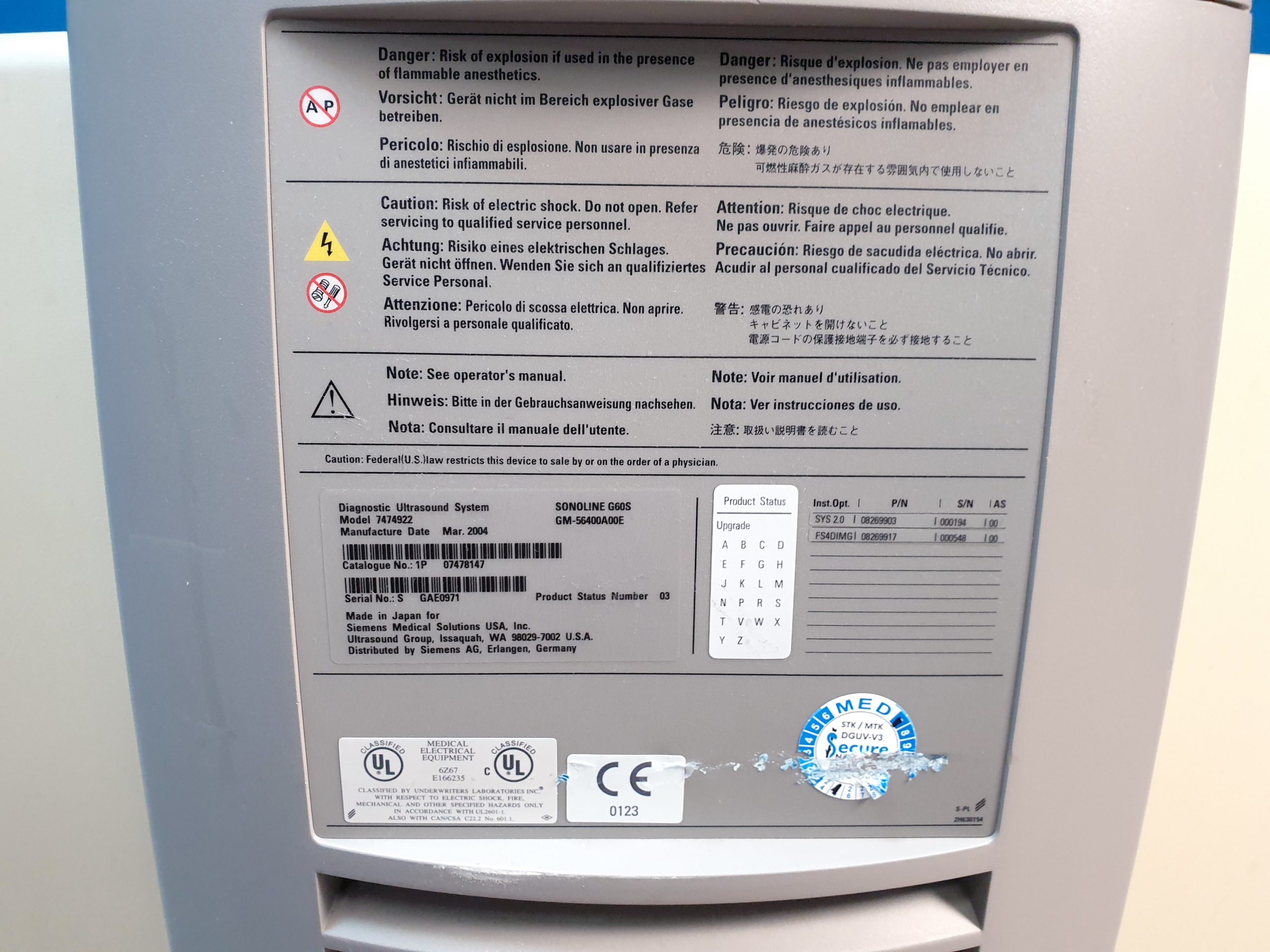 Siemens SONOLINE G60S Ultraschallgerät mit Sonden VF13-5 + C6-2 thumbnail 10
