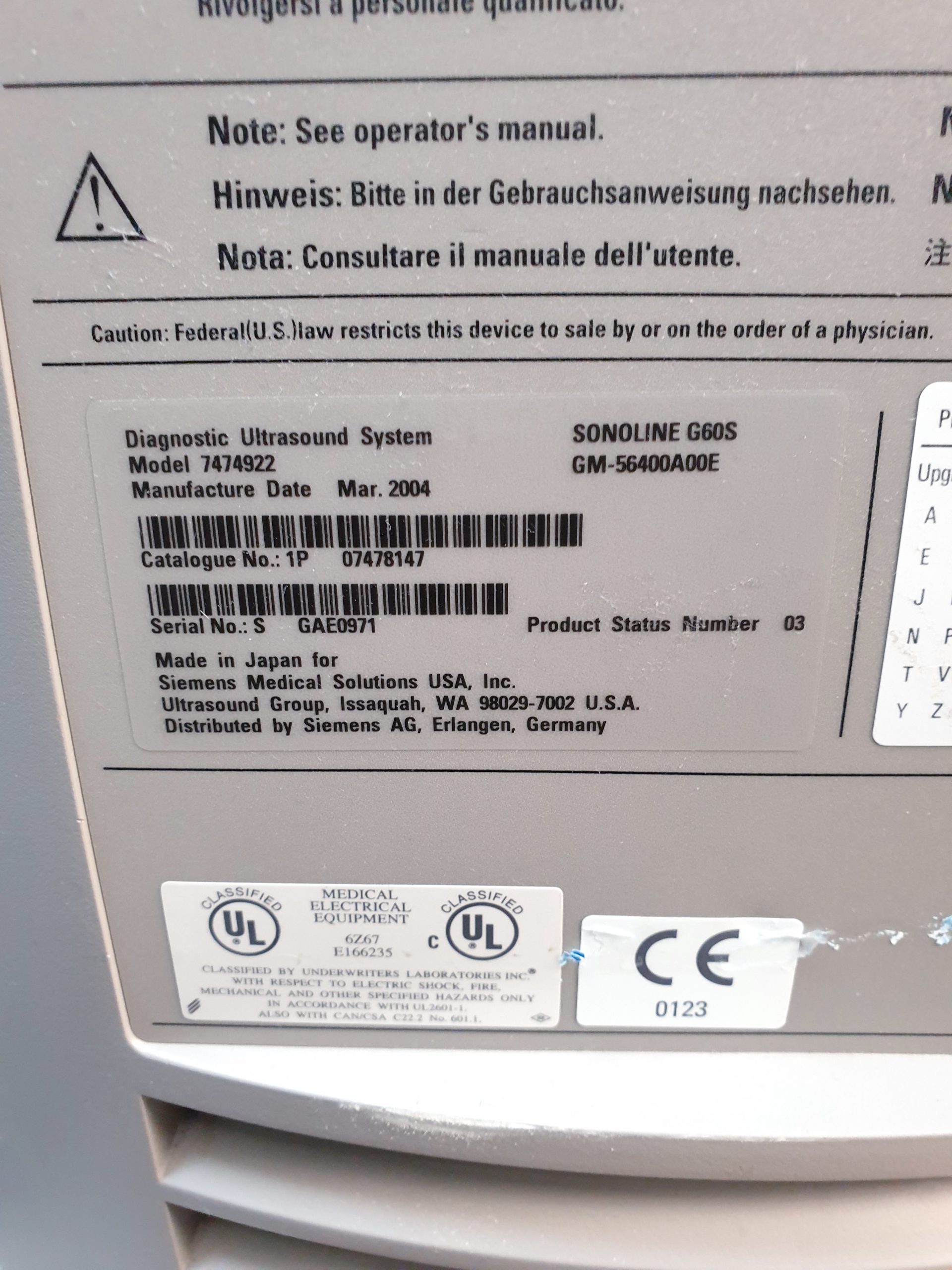Siemens SONOLINE G60S Ultraschallgerät mit Sonden VF13-5 + C6-2 thumbnail 11
