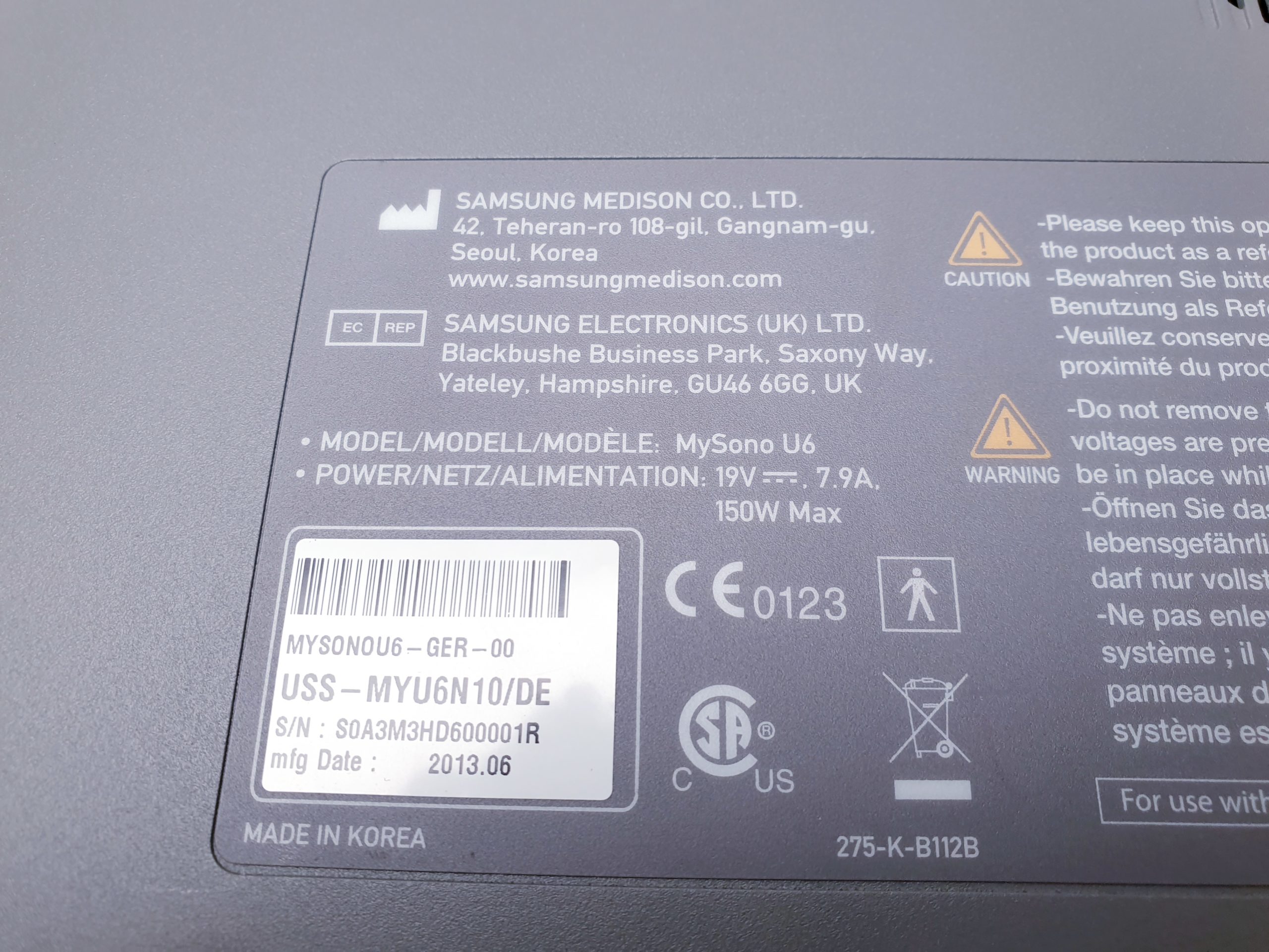 SAMSUNG MySono U6 Ultraschallgerät 2013 – Ersatzteilträger thumbnail 13