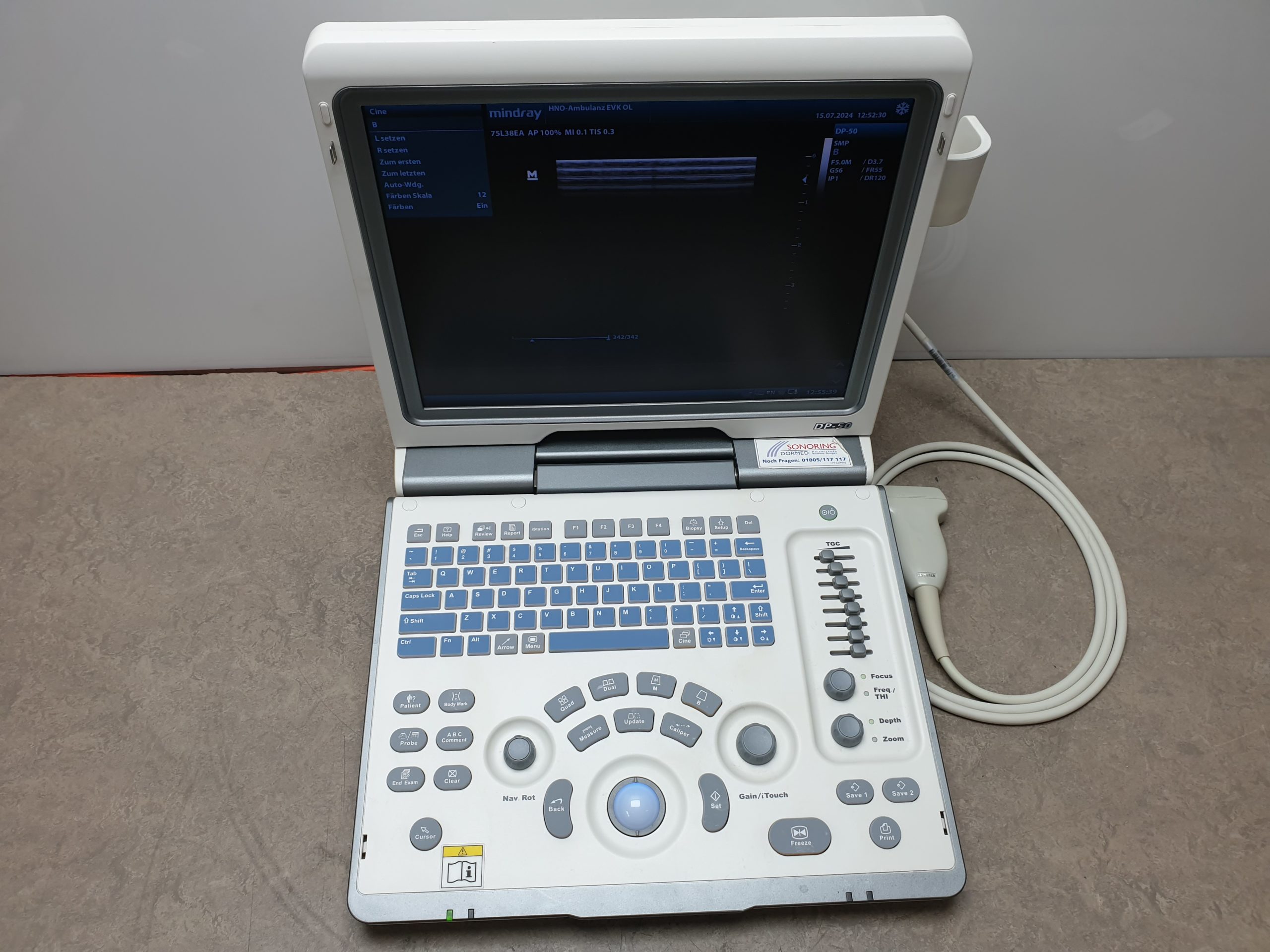 Mindray DP-50 DP50 mit 75L38 Linear Sonde — image 1 of 16