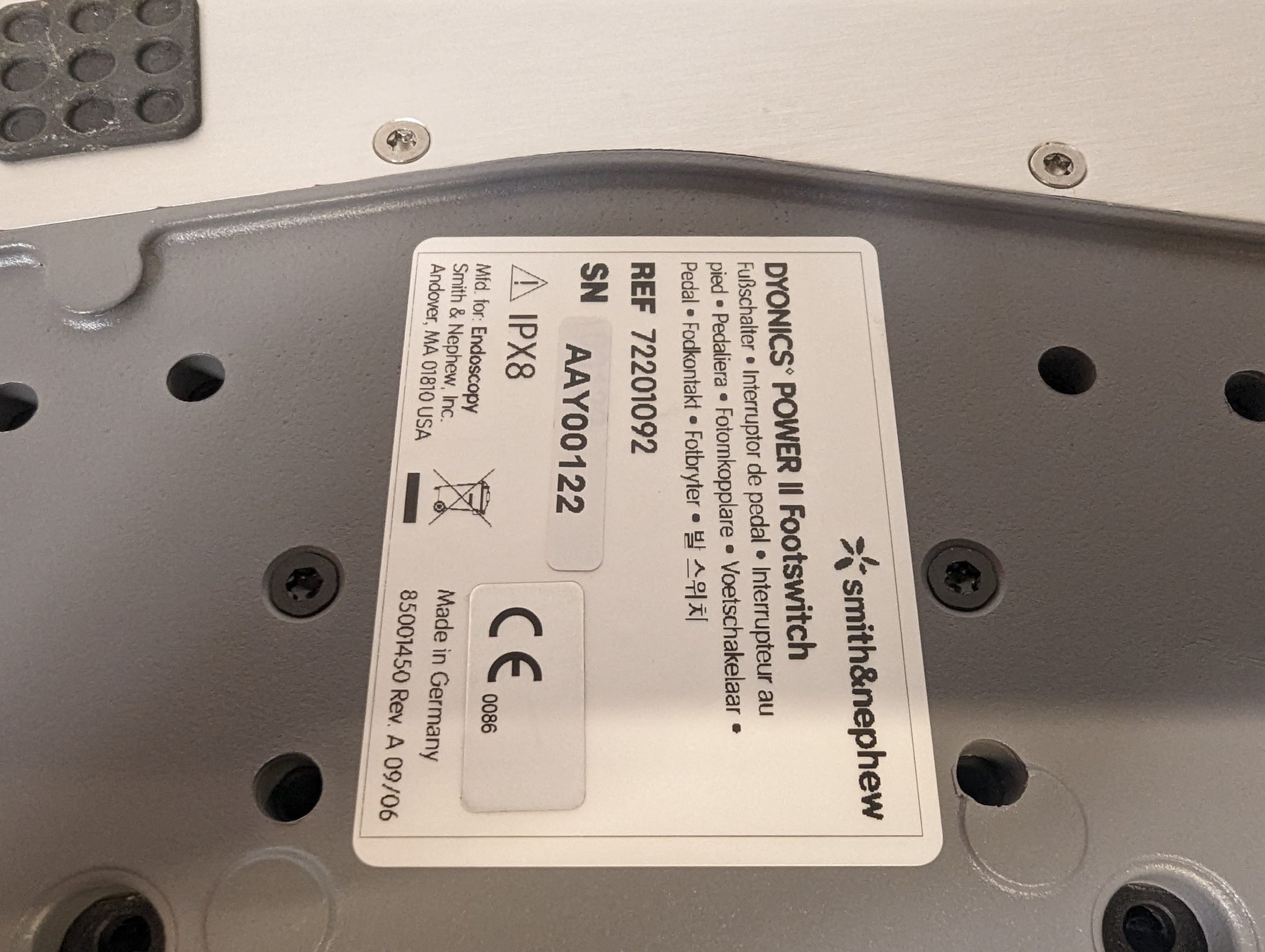 Smith and Nephew Dyonics Power II 72201092 Footswitch thumbnail 7