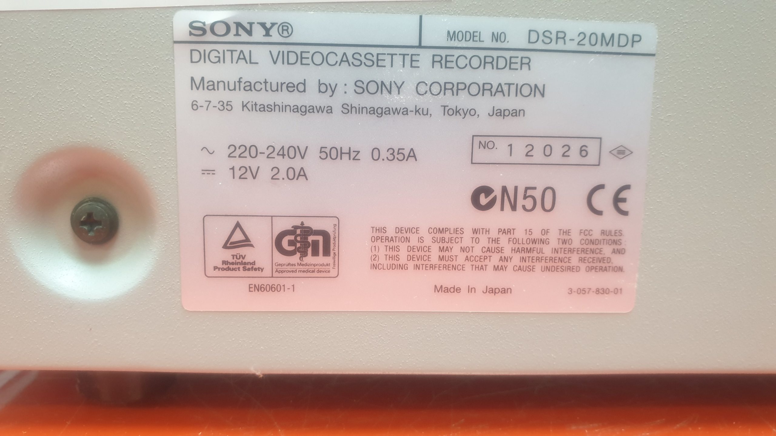 Sony DSR-20MDP DV CAM Videokasette Recorder thumbnail 4